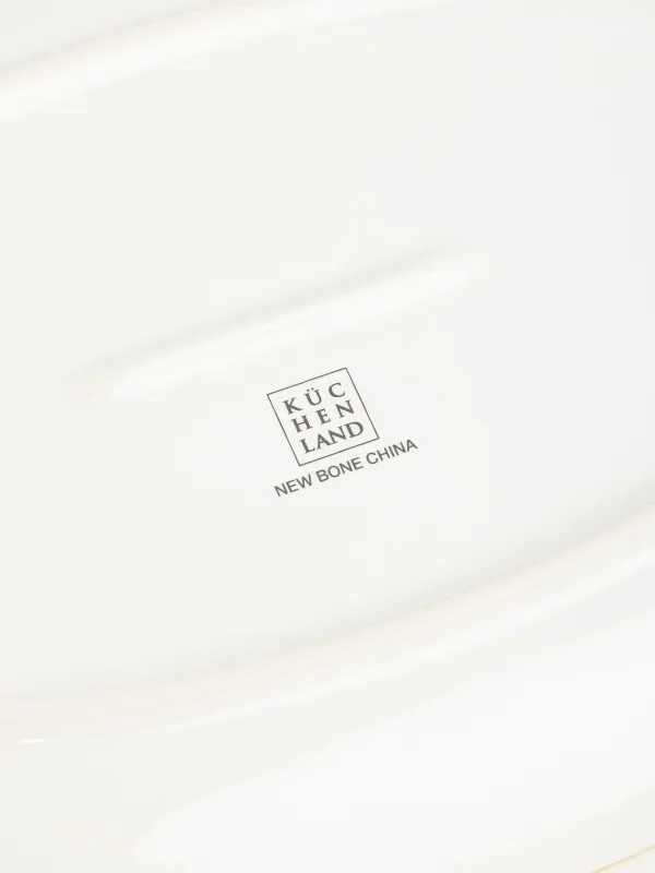 Блюдо, 32x21 см, фарфор N, овальное, молочно-золотистое, Домики и лошадь, Snow sparks, image-5