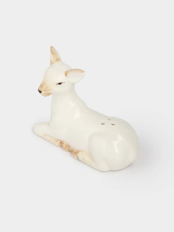 Тұз немесе бұрышқа арналған ыдыс, 7 см, керамика, ақ және сарғылт-қоңыр, Бұғышақ, Fawn, image-1