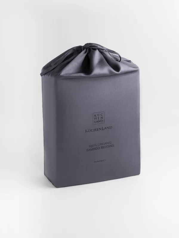 Төсек жабдықтарының жиынтығы, еуро, бамбук, қара көк, Pure bamboo, image-9