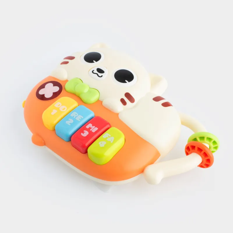 Дамытушы ойыншық, 12х16 см, музыкалық, пластик, Мысық-фортепиано, Cat, image-3