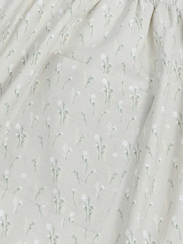 Фартук-платье, 75х85 см, хлопок, серо-бежевый, Цветы, Meadow tiny, image-2