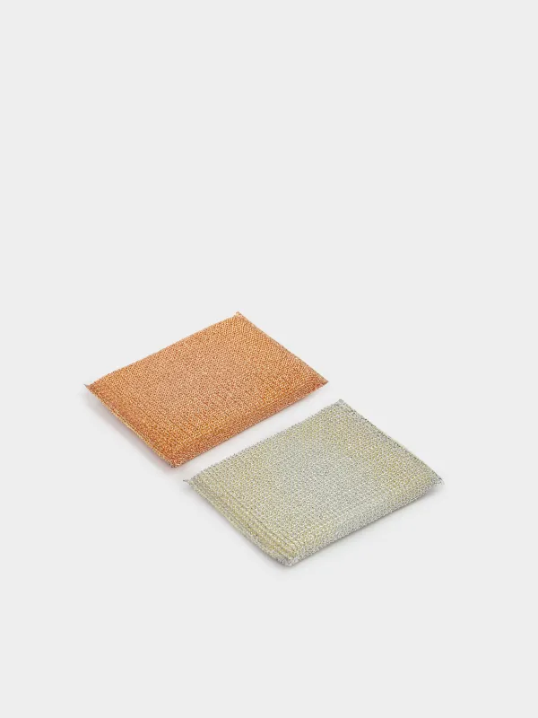 Ыдыс жууға арналған губка, 12х8 см, 2 дана, дакрон/көбік резеңке, алтын/күміс, Clean, image-2