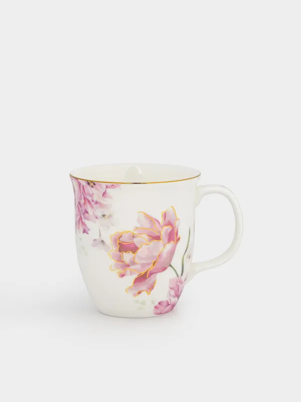 Саптыаяқ, 350 мл, фарфор F, ақ, алтын жиегі бар, Үлкен гүл, Bloome, image-0