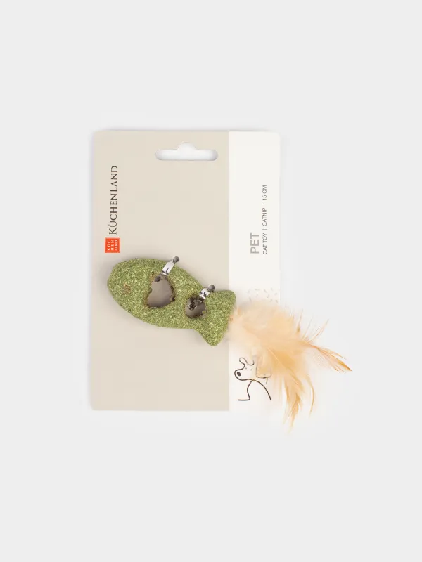 Игрушка для кошек, 15/7х4 см, кошачья мята/перо, Рыбка, Pet, image-3