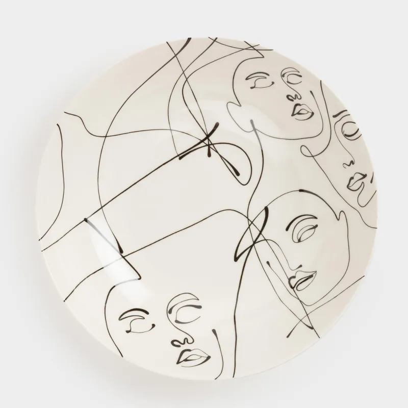 Сорпа тәрелкесі, 20х5 см, 2 дана, фарфор N, сүт түстес, Абстрактті беттер, Face, image-2