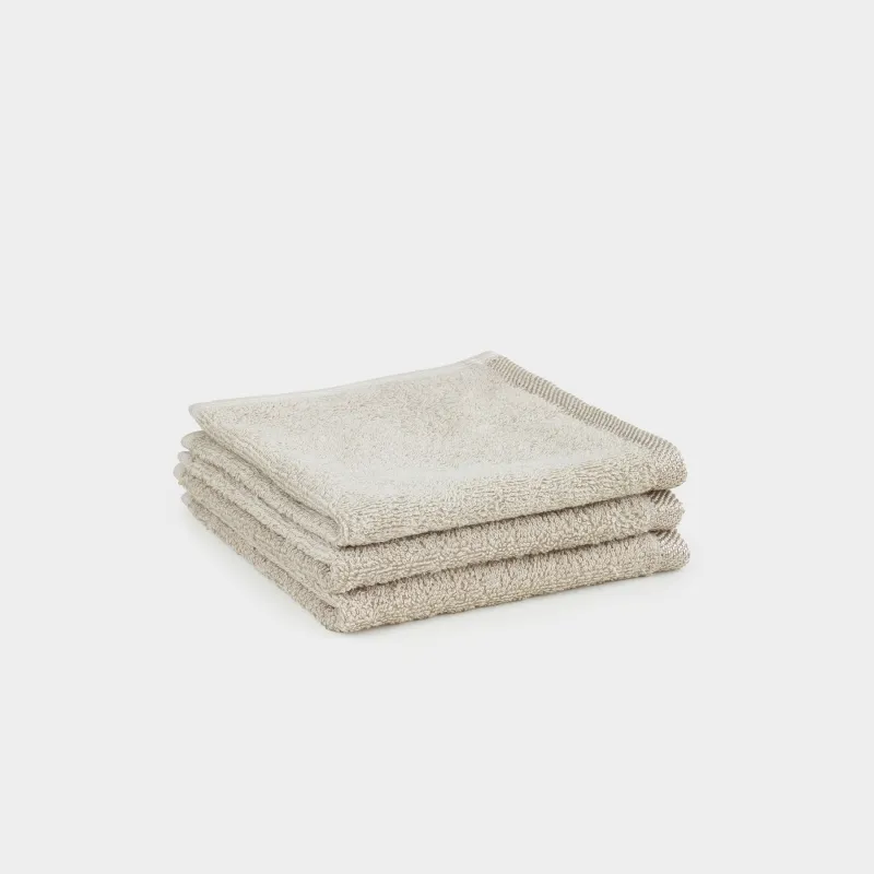 Полотенце, 30х30 см, 3 шт, хлопок, бежевое, Wellness