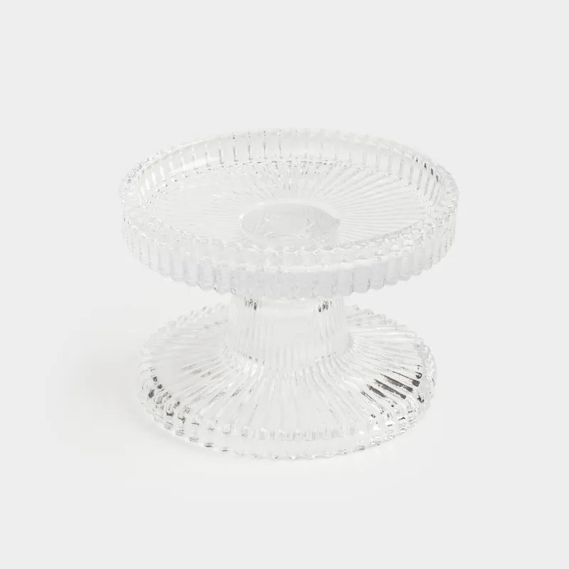 Шам ұстағыш, 9 см, жіңішке/цилиндрлік шамға арналған, аяқты, шыны, Ribedic, image-1