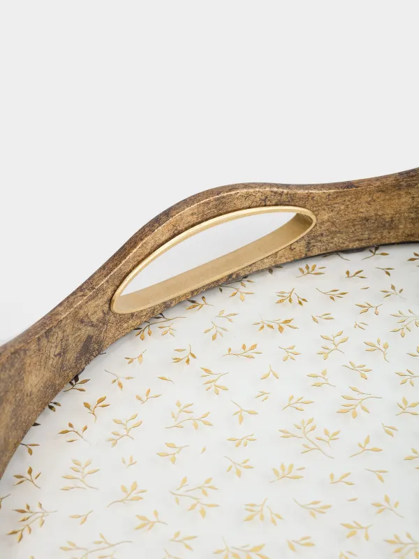 Науа, 35 см, пластик/шыны, дөңгелек, алтын, Гүлдер, Floral, image-4