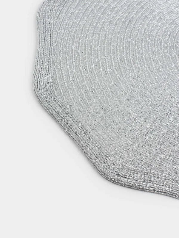 Салфетка под приборы, 38 см, полиэстер, фигурная, серебристая, Rotary shine, image-4