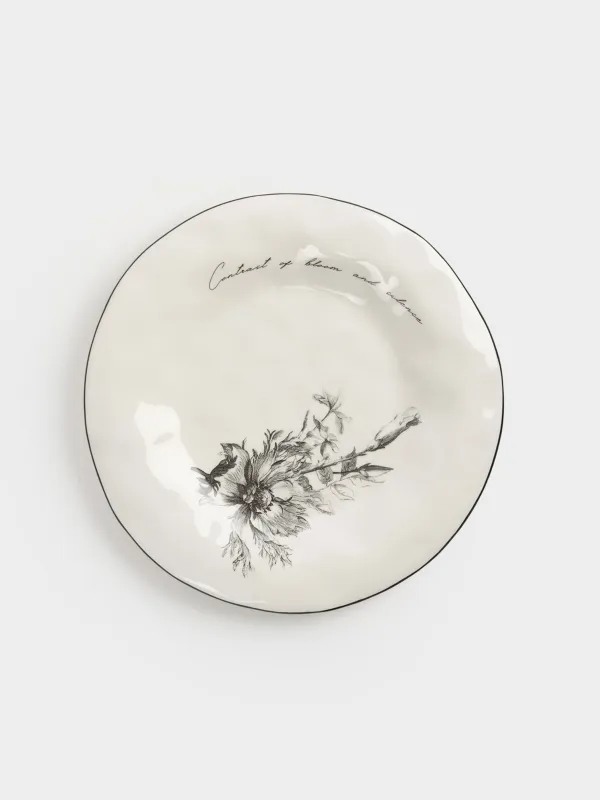 Тарелка обеденная, 28 см, керамика D, белая, Графичные цветы, Floria graphic, image-0