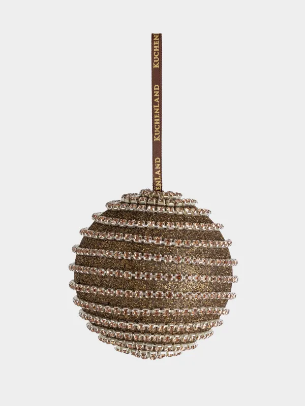 Шырша ойыншығы, 8 см, пластик, қола, Страздары бар шар, Ball sparkle, image-1