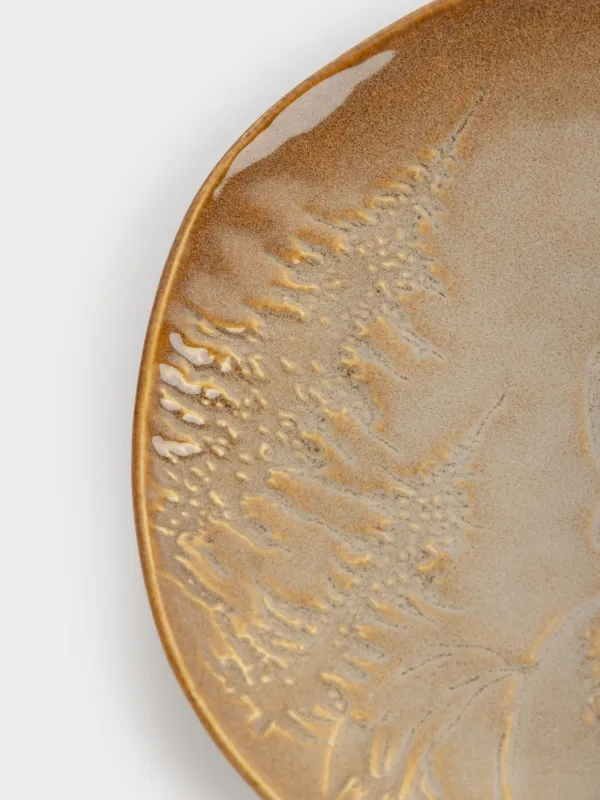 Тарелка закусочная, 22 см, керамика, коричнево-бежевая, Олень в лесу, Snowy forest, image-3