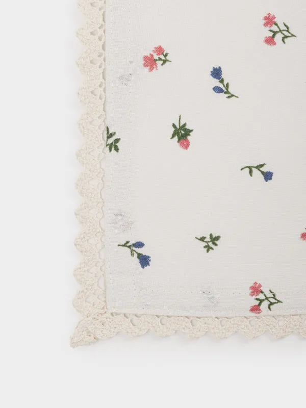 Полотенце кухонное, 40х60 см, с кружевом, хлопок, бежевое, Цветы, El flora, image-4