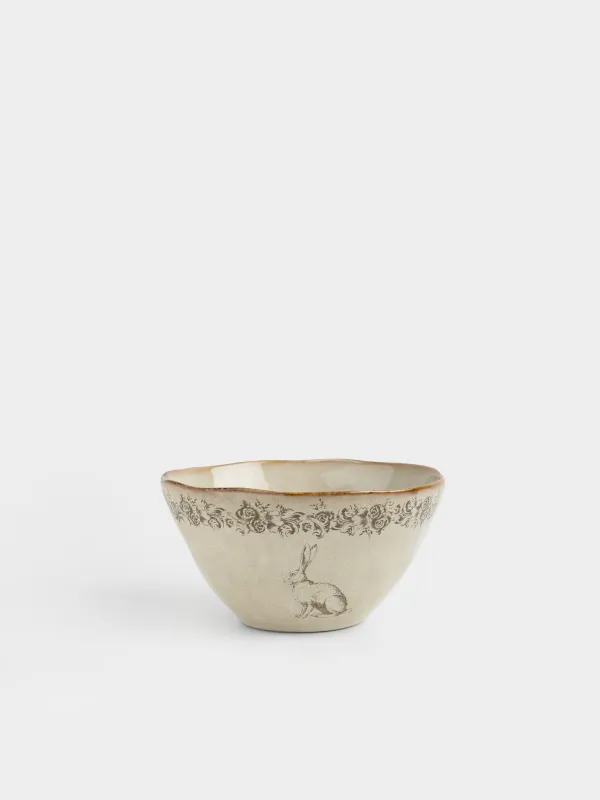 Салат ыдысы, 15х8 см, 700 мл, керамика, сарғылт-қоңыр, Гүлдері бар қоян, Rustic Easter, image-0