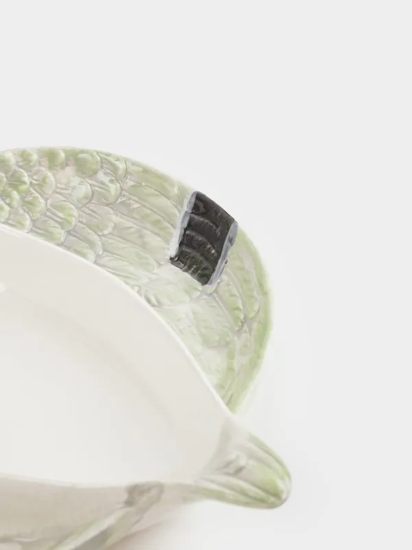 Менажница, 21х20 см, 3 отд, керамика D, зелено-белая, Селезень, Duck, image-5