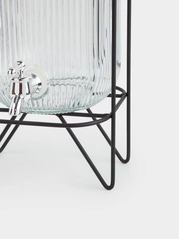 Диспенсер для напитков, 4 л, на подставке, стекло Р/металл, черный, Ribby, image-2