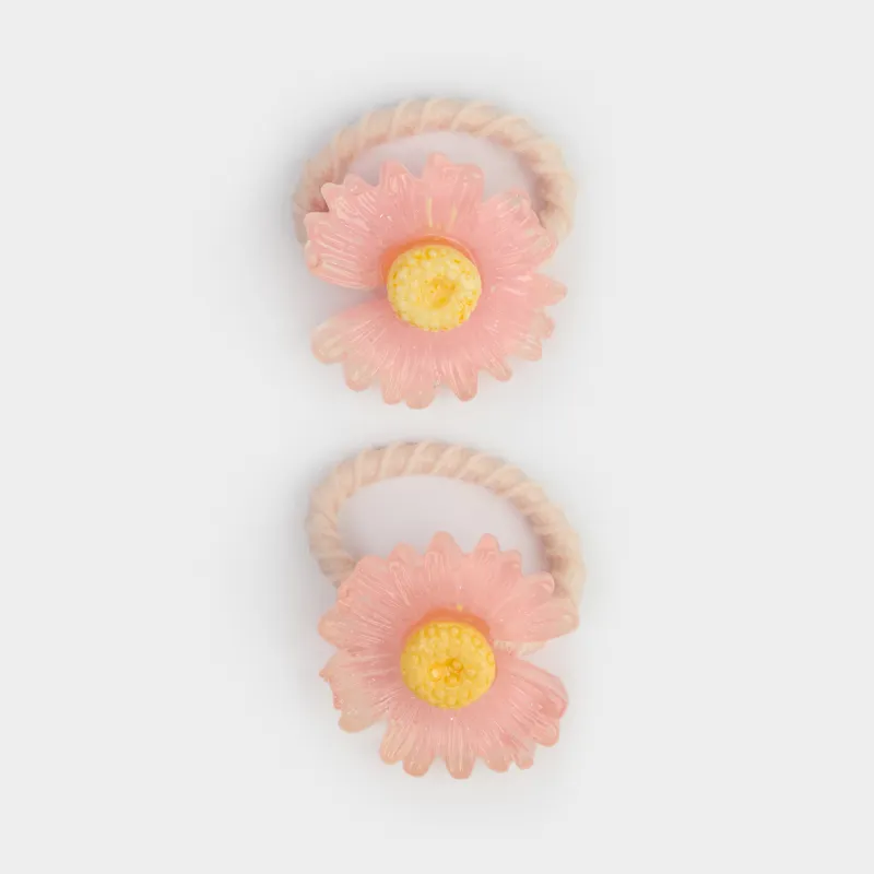 Шаш резеңкесі, 3 см, 2 дана, балаларға арналған, пластик, қызғылт, Гүл, Gracile