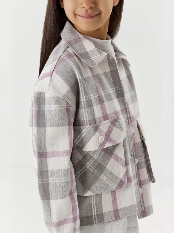 Рубашка детская, молочно-лиловая, Madlen, image-2