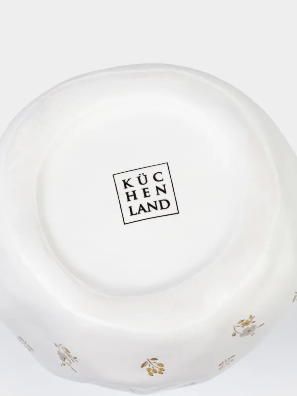 Емкость для масла или уксуса, 350 мл, с ручкой, керамика D/пробка, молочная, Винтажные цветы, La flore, image-5