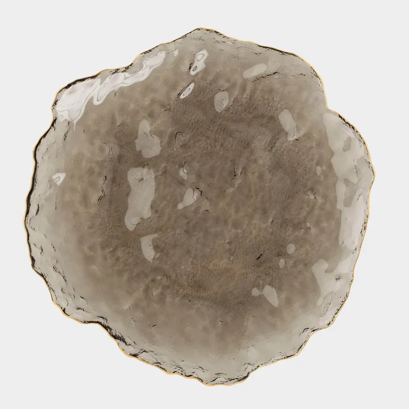 Блюдо, 30 см, стекло, серое, с золотистым кантом, Nautilus color, image-0