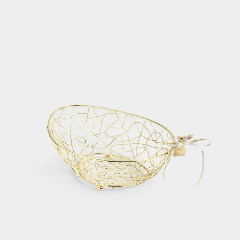 Жеміс себеті, 25х18 см, металл/полирезин, алтын түстес, Қоян, Twist gold, image-3