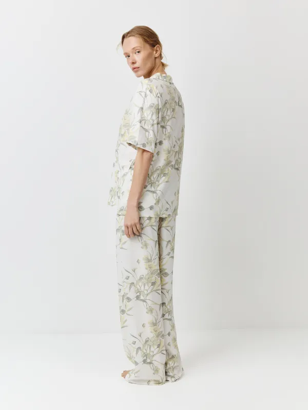 Әйелдер шалбары, үйге арналған, өлшемі S, вискоза, сұр, Жапырақтар, Leksli, image-3