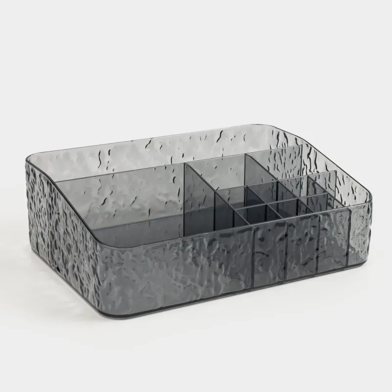 Косметикаға арналған органайзер, 24х17 см, 11 бөлім, пластик, сұр, Renaissance clear