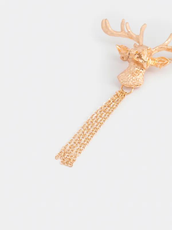 Танамоншақ, 6 см, металл, алтын түстес, Бұғы, Jewelry deer, image-1