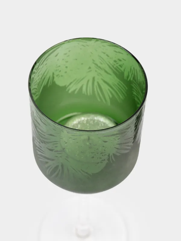 Шам ұстағыш, 20 см, шай шамына арналған, аяқты, шыны, қоңыр-күміс, Жылқылар, Horses art, image-1