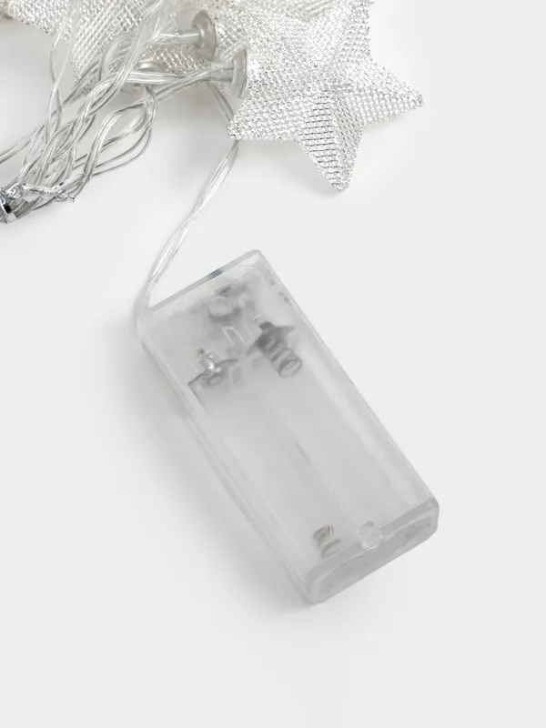 Гирлянда декоративная, 1,35 м, с подсветкой, 10 ламп, металл/пластик, белая, Звезды, Christmas, image-4