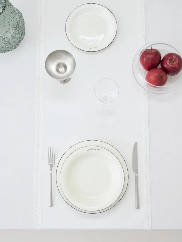 Үстел төсеніші, 40х160 см, PU жабыны бар, полиэстер/вискоза/зығыр, ақ, Шілтер, Comely lace, image-5