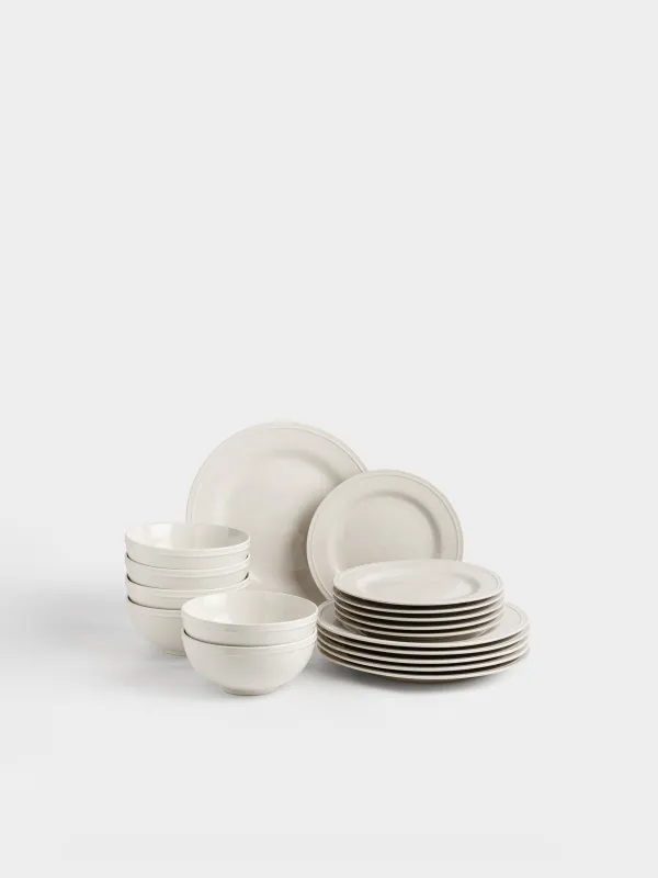 Сервиз обеденный, 6 перс, 18 пр, керамика K, молочный, Классика, Ceramo classic, image-0