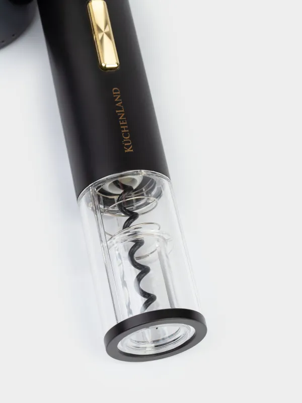 Штопор электрический, 19 см, с резаком для фольги, пластик, LED B, черный, Bar, image-4