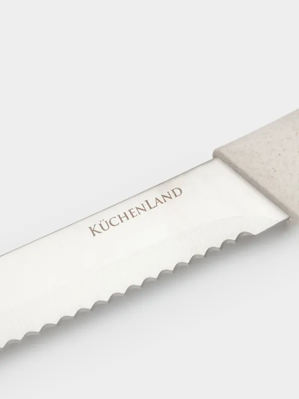 Набор ножей, 5 пр, в подставке, сталь/пластик/дерево, кремовый, Major, image-3