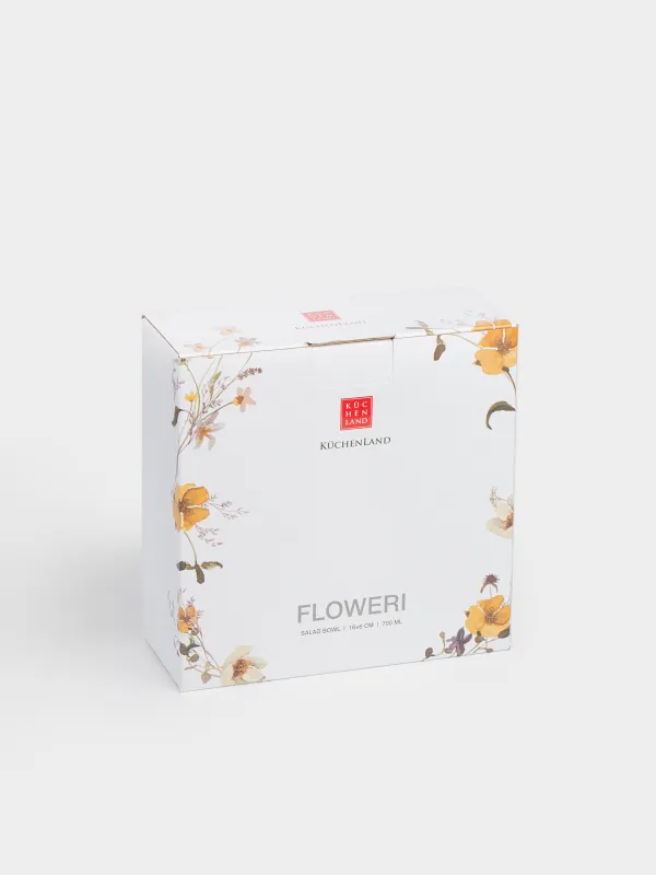 Салат ыдысы, 16х6 см, 700 мл, фарфор N, ақ, Сары гүлдер, Floweri, image-4