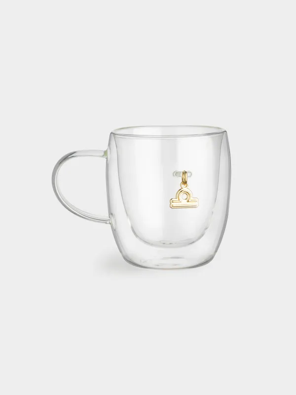 Саптыаяқ, 280 мл, шыны Б/металл, алтын түстес аспасы бар, Таразы, Air figure zodiac, image-0