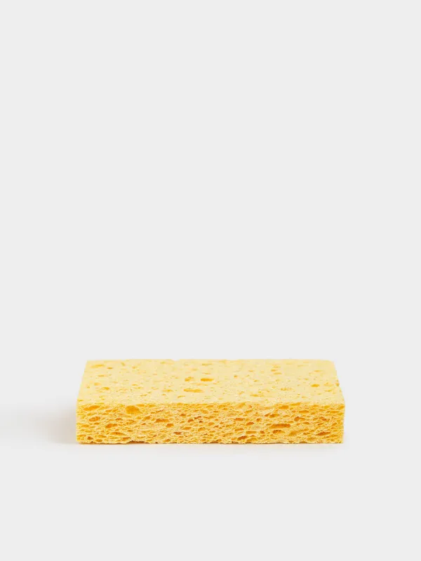 Губка для мытья посуды, 9х6 см, 2 шт, целлюлоза, желтая, Clean, image-4