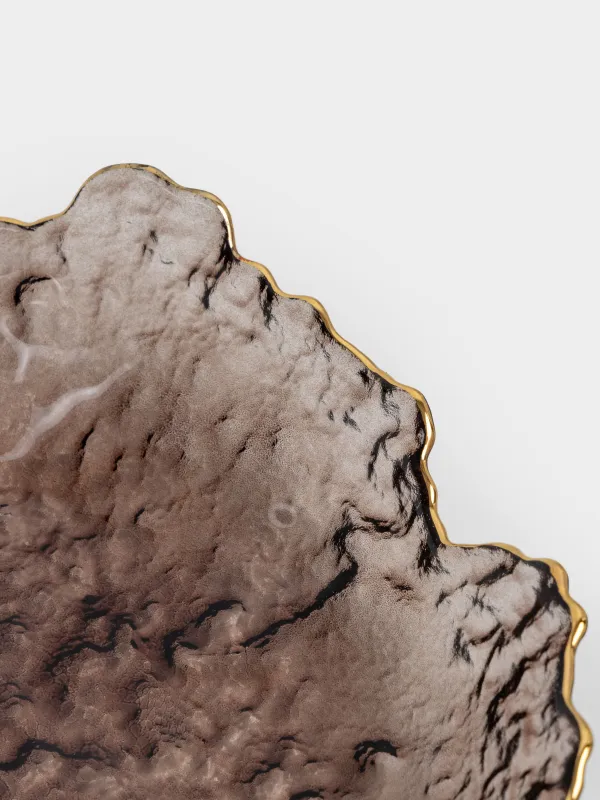 Блюдо, 25х3 см, стекло, коричневое, с золотистым кантом, Nautilus color, image-3