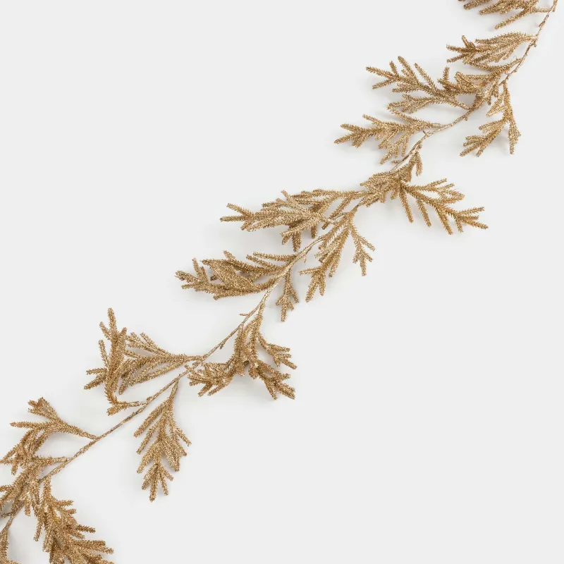 Ветка-гирлянда декоративная, 2 м, с подсветкой, пластик, шампань, Хвоя, Sparkle decor, image-1