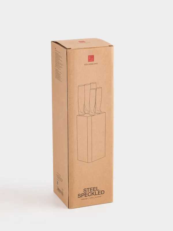 Пышақ жинағы, 5 зат, түпқойма, болат/пластик, қара, дақ, Steel speckled, image-5