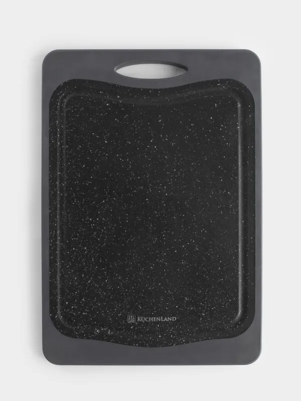 Доска разделочная, 33х23 см, двусторонняя, бамбук/пластик, черная, Marble bamboo, image-0