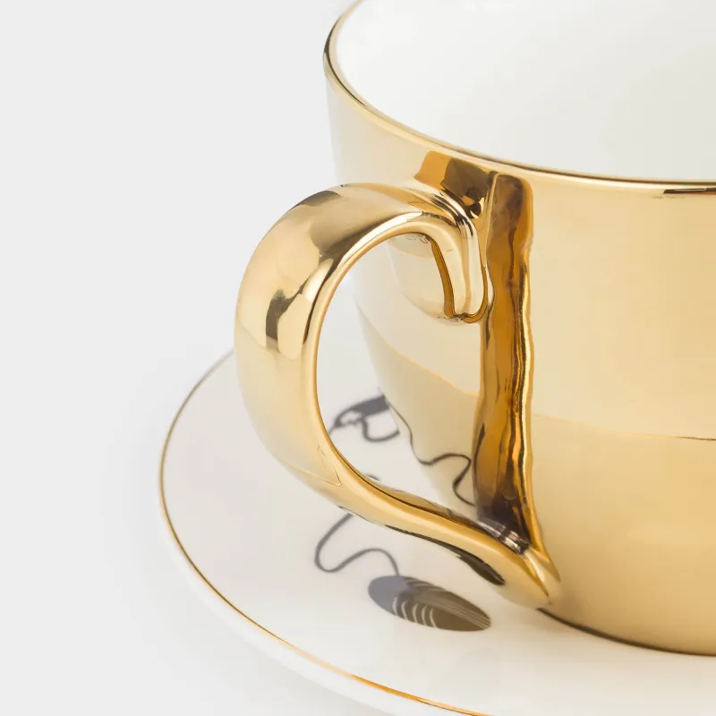 Таңғы асқа арналған шай жұбы, 1 адам, 2 зат, 500 мл, фарфор Р, алтын ақ, Мысық, Cat, image-6