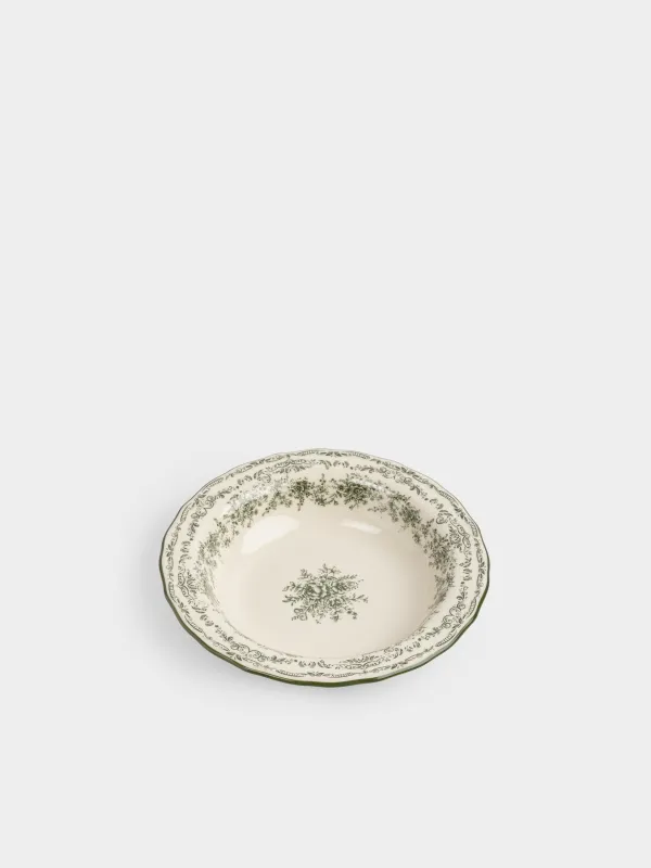 Сорпа тәрелкесі, 21х5 см, мл, фарфор Р, сүт түстес, Жасыл гүлдер, Green lace, image-1