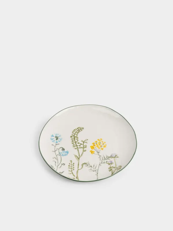 Түскі ас тәрелкесі, 27 см, фарфор N, сүт түстес, Кракелюрдегі шалғынды гүлдер, Floral meadow, image-1