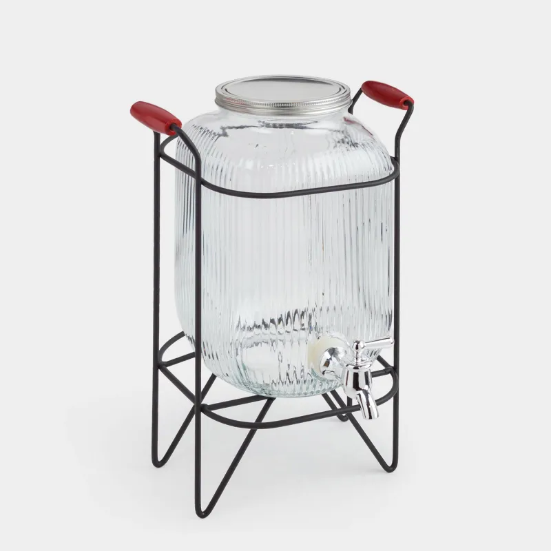 Сусындарға арналған диспенсер, 4 л, тұғырда, шыны Р/металл, қара, Ribby