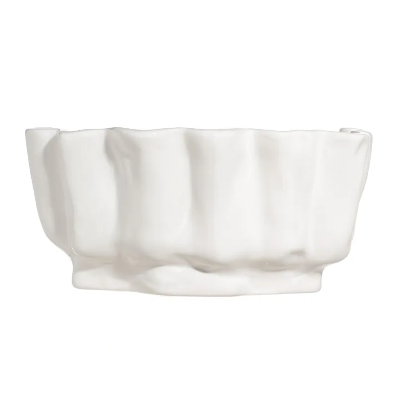 Ваза для фруктов, 26x20 см, керамика, молочная, Изгибы, Crumple, image-1