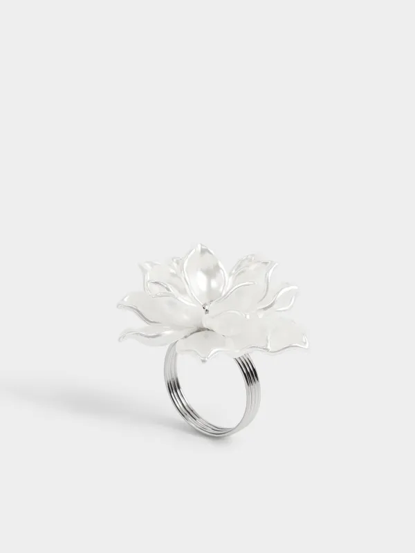 Майлық сақинасы, 6 см, металл/пластик, ақ, Гүл, Bloome, image-0