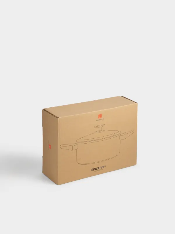 Кастрюля, 24 см, 4,7 л, с крышкой, с покрытием, алюминий, бежевая, Sincerity, image-5