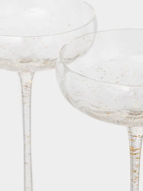 Шампан бокалы, 220 мл, 2 дана, шыны, Алтын шашыратқыштар, Filo R speck, image-2