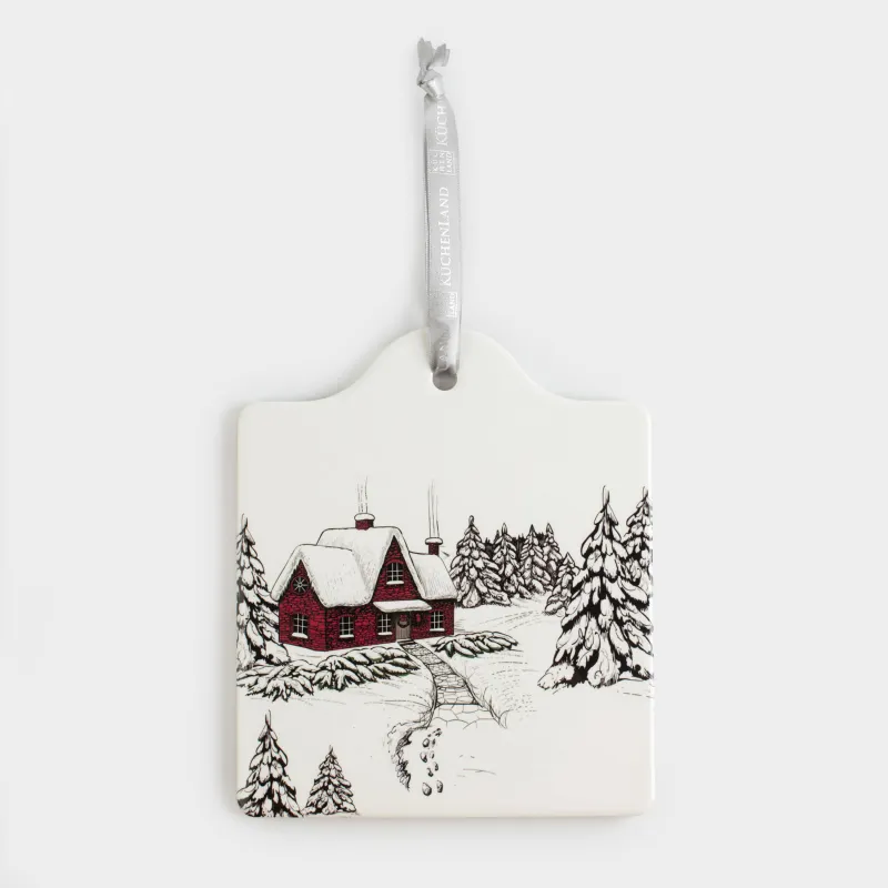 Ыстыққа арналған тұғыр, 14х24 см, тұтқасы бар, керамика/тығын, ақ, Қар басқан үй, Forest house